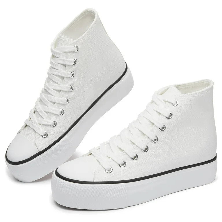 Obtaom Women’s Platform High Top Canvas Shoes Comfy Platform Hi Top Canvas Fashion Sneakers For... | Walmart (US)