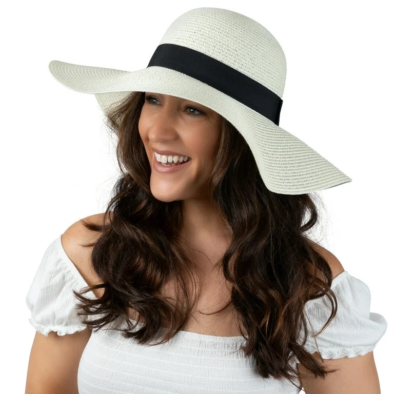 Debra Weitzner Women Floppy Sun Hat with Wide Brim\u2014Foldable Roll-Up Straw Beach Hat UPF 50, ... | Walmart (US)