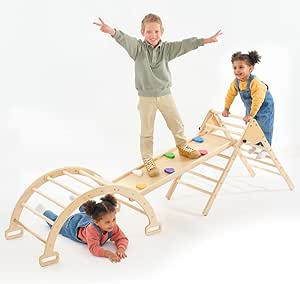 WEDANTA Climbing Toys for Toddlers 1-3 - Triangle Climber with Ramp - Baby Climber - Wooden Toddl... | Amazon (US)