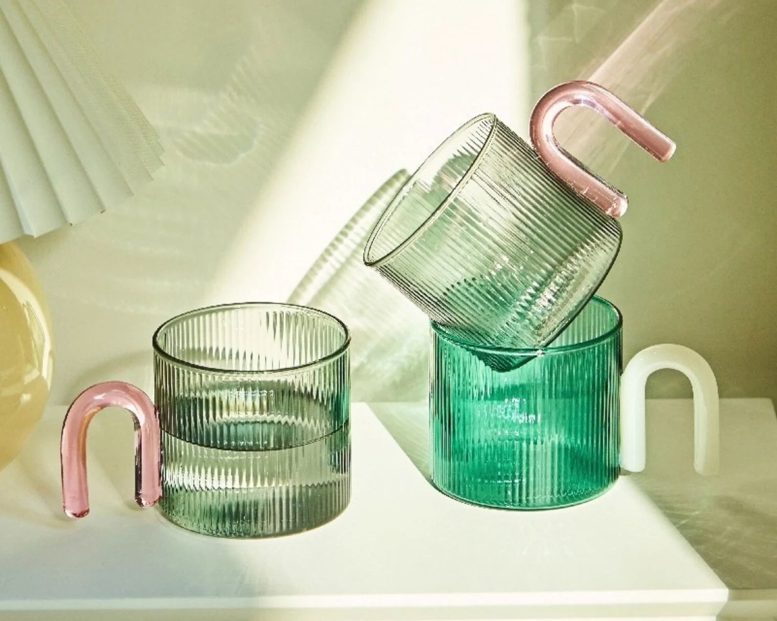 Scandi Style Mid-century Glass Mugs Clear Borosilicate Glass - Etsy | Etsy (US)