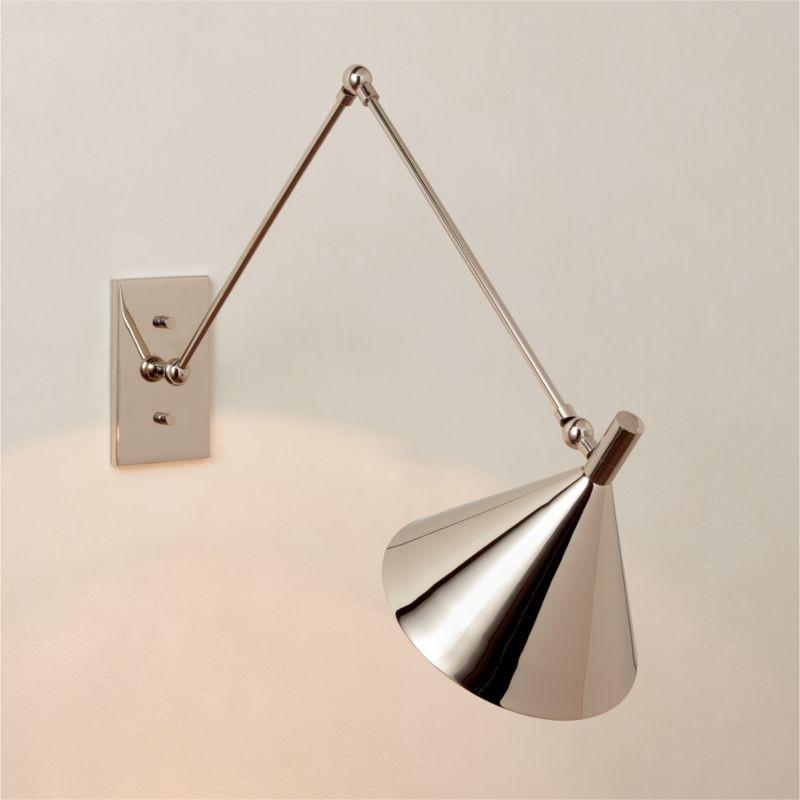 Leda Modern Polished Nickel Swing Arm Wall Sconce + Reviews | CB2 | CB2