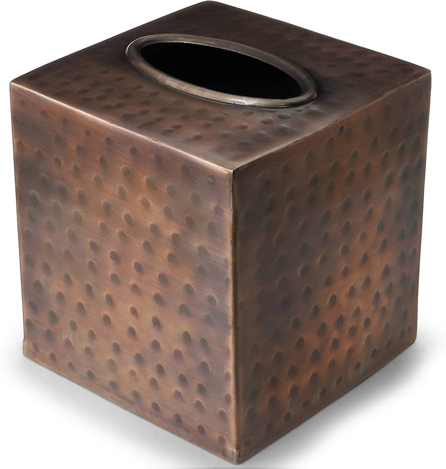 Monarch Abode 19627 Hand Hammered Tissue Box Square Cover Holder and Dispenser, Rust-Resistant Ti... | Amazon (US)