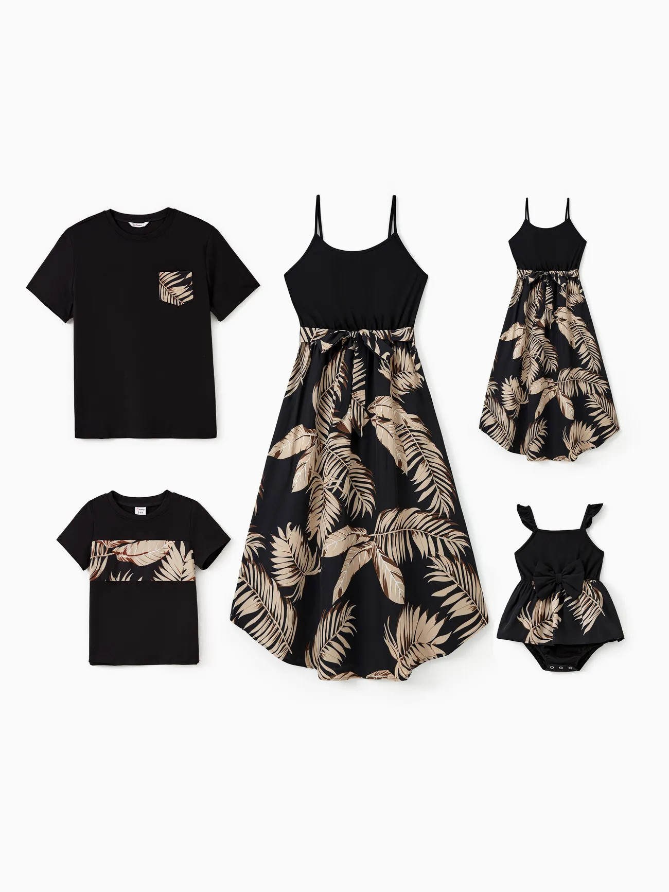 Family Matching Floral Print Belted Cami Dresses And Solid Short Sleeve Tops Sets | PatPat