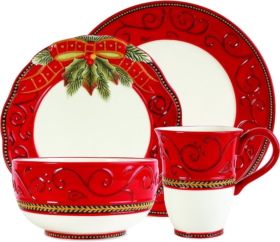 Fitz and Floyd Damask Holiday Place Setting, Standard, Multicolored | Amazon (US)