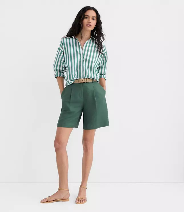 Bermuda Shorts in Linen Blend | LOFT