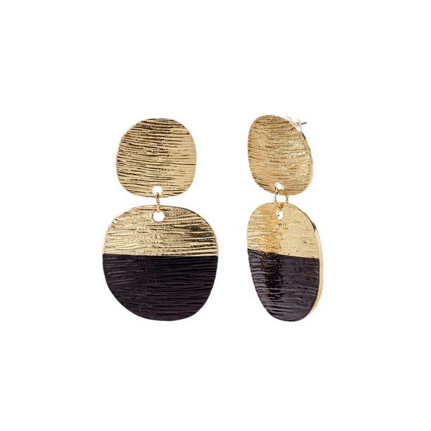 Time and Tru Women's Black and Gold Painted Drop Earrings - Walmart.com | Walmart (US)