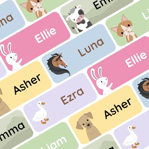 TeddyLabels – Personalized Name Labels for Kids (60) – Waterproof & Durable Stickers for Clothing, School & Daycare Items - Animals | Amazon (US)