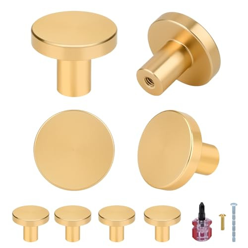 Awpeye 8-Pack Gold Cabinet Knobs (1.2" X 1") - Refined Gold Finish Knobs for Dressers & Cabinets, Elegant Gold Drawer Knobs, Comprehensive Cabinet Hardware Set with Screwdriver Included | Amazon (US)