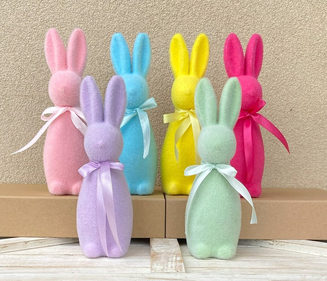 Flocked Easter Bunny Decor Spring Decoration Easter Bunny Flocked Bunny for Wreath Centerpiece Su... | Etsy (US)