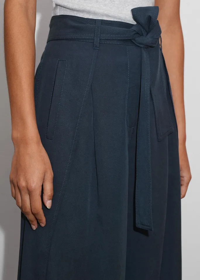 Linen-Blend Wide-Leg Wrap Trouser + Belt | ME + EM