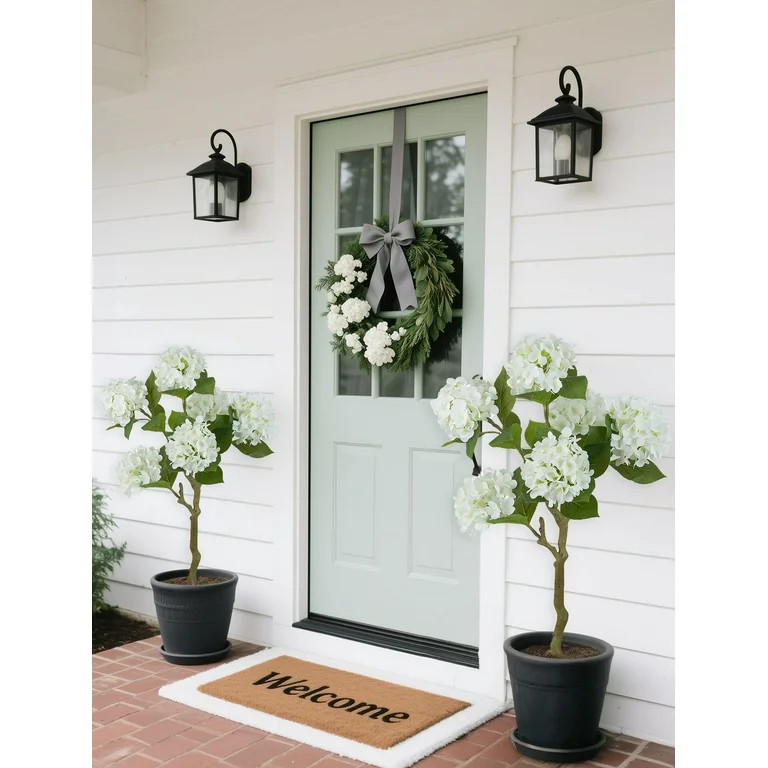 Nuptio 2 Pack Artificial Hydrangea Tree,  Faux Flower Plants for Floor Indoor Outdoor Front Porch... | Walmart (US)