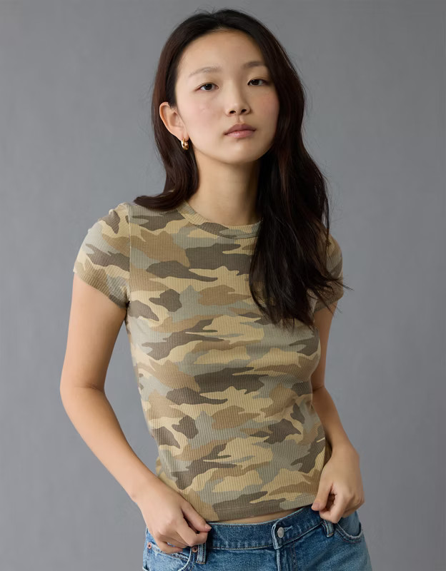 AE Camo Hey Baby Tee | American Eagle Outfitters (US & CA)