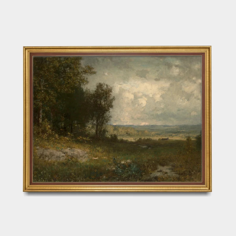 Vintage Landscape Painting: Moody Rustic Countryside Art Print | Etsy (US)