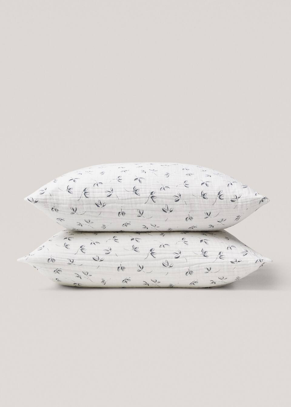 Flower print gauze pillowcase 60x60cm -  Home | Mango Home USA | MANGO (US)