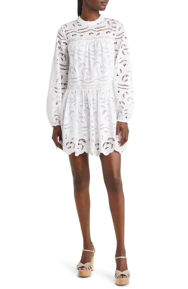 Chelsea28 Embroidered Eyelet Long Sleeve Cotton Minidress | Nordstrom | Nordstrom