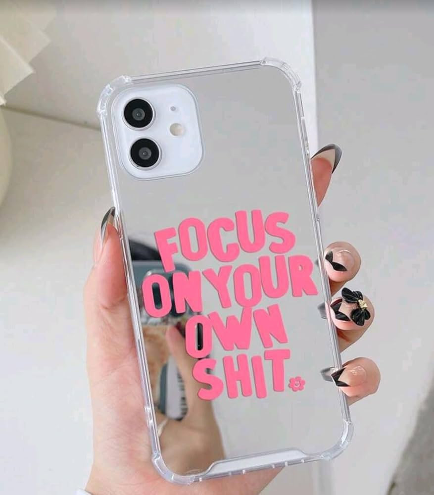 Mirror Phone Case with Bold Quote, Stylish Reflective Protective Case for iPhone, Focus On Your O... | Amazon (US)