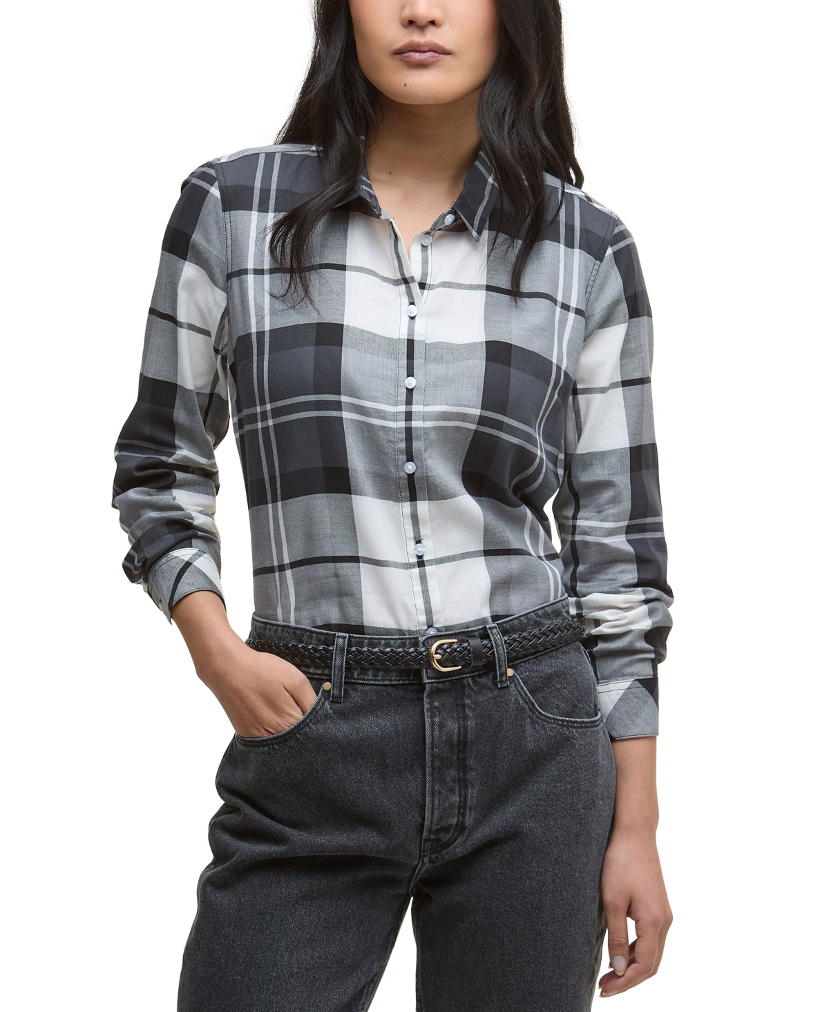 Barbour Women's Bredon Button-Front Check shirt - Black Checkered | Macy's