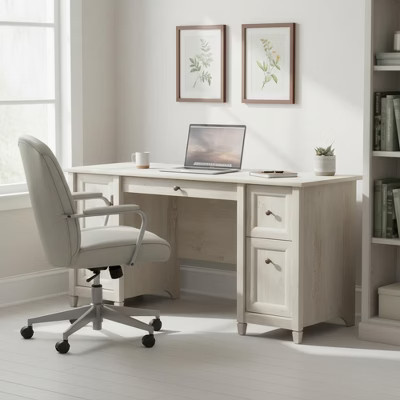 Homy Casa Executive Office Desk with Storage Cabinet and Drawers for Home Office, Gray | Target