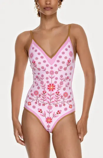 Pink Garden Reversible V-Neck One-Piece Swimsuit | Nordstrom