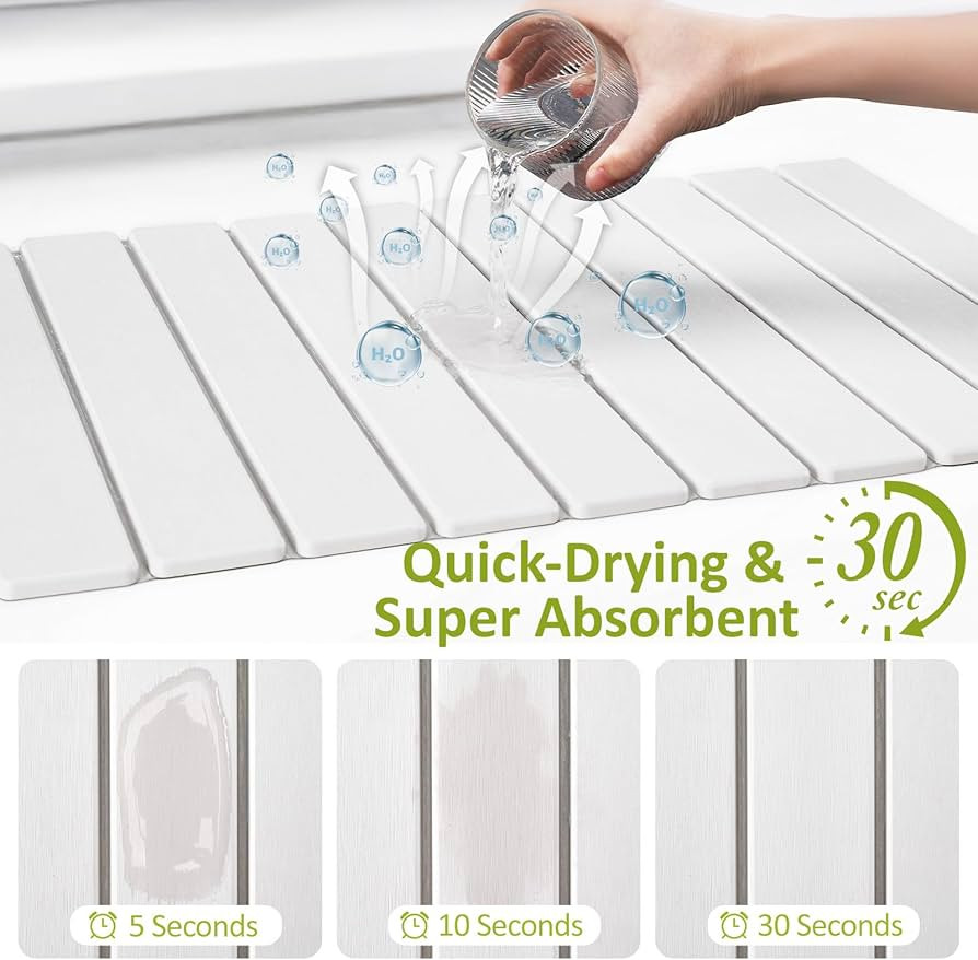 Large Stone Dish Drying Mat for Kitchen Counter, 24"(L)\u00d716"(W), Collapsible Quick Dry Stone ... | Amazon (US)