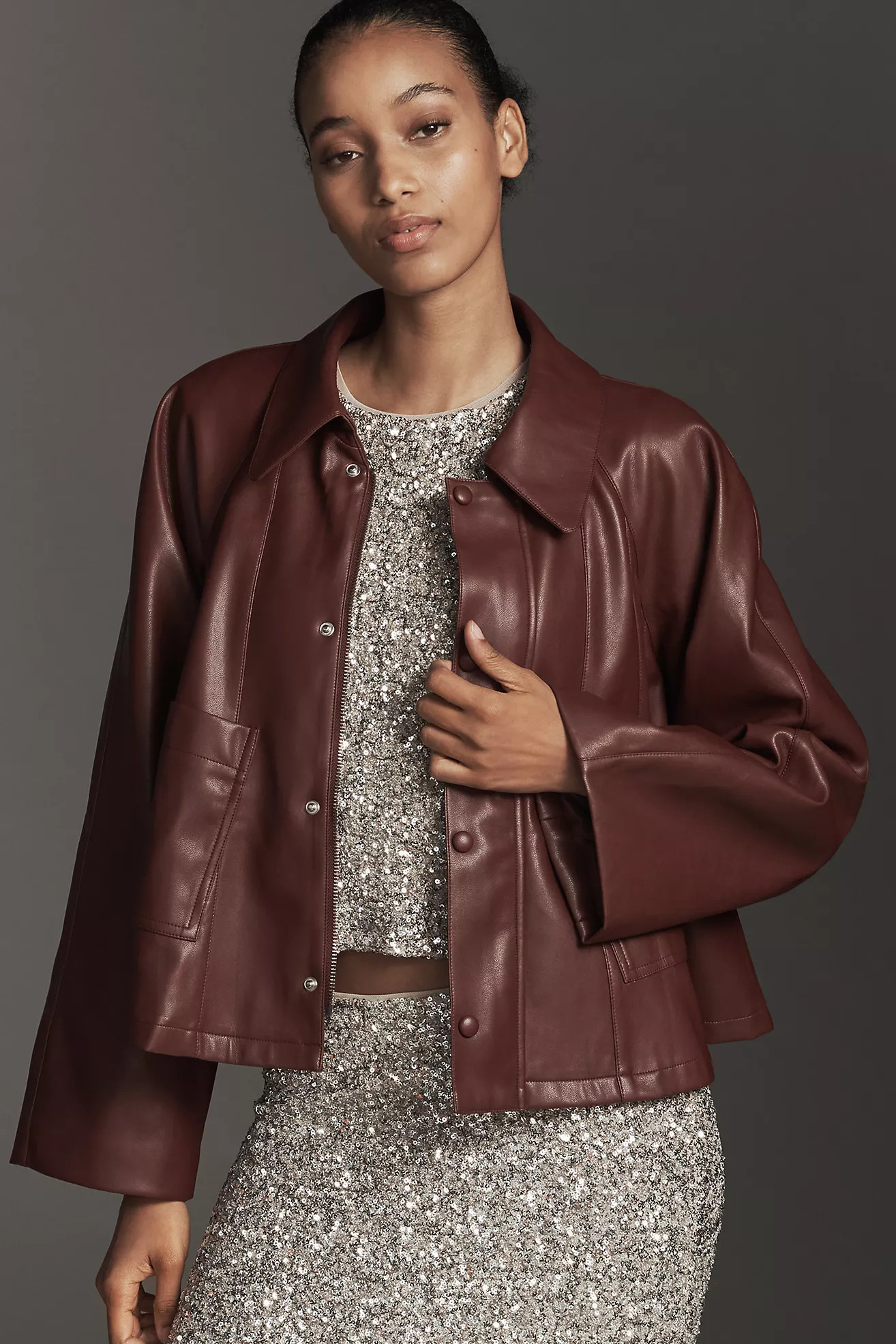 MABLE Swingy Faux Leather Jacket | Anthropologie (US)