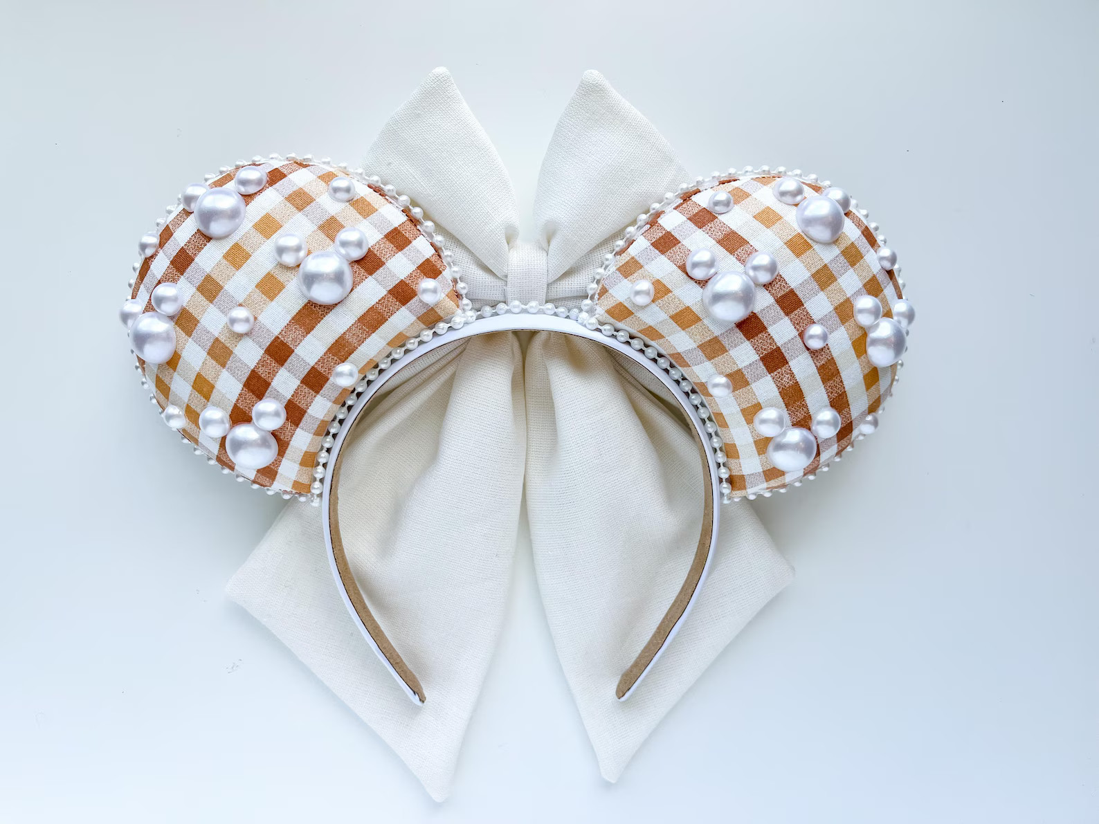 Pearl Halloween Fall Gingham Plaid Inspired Mickey Ears Mouse Ears Headband| Ships in 10-12 Busin... | Etsy (US)