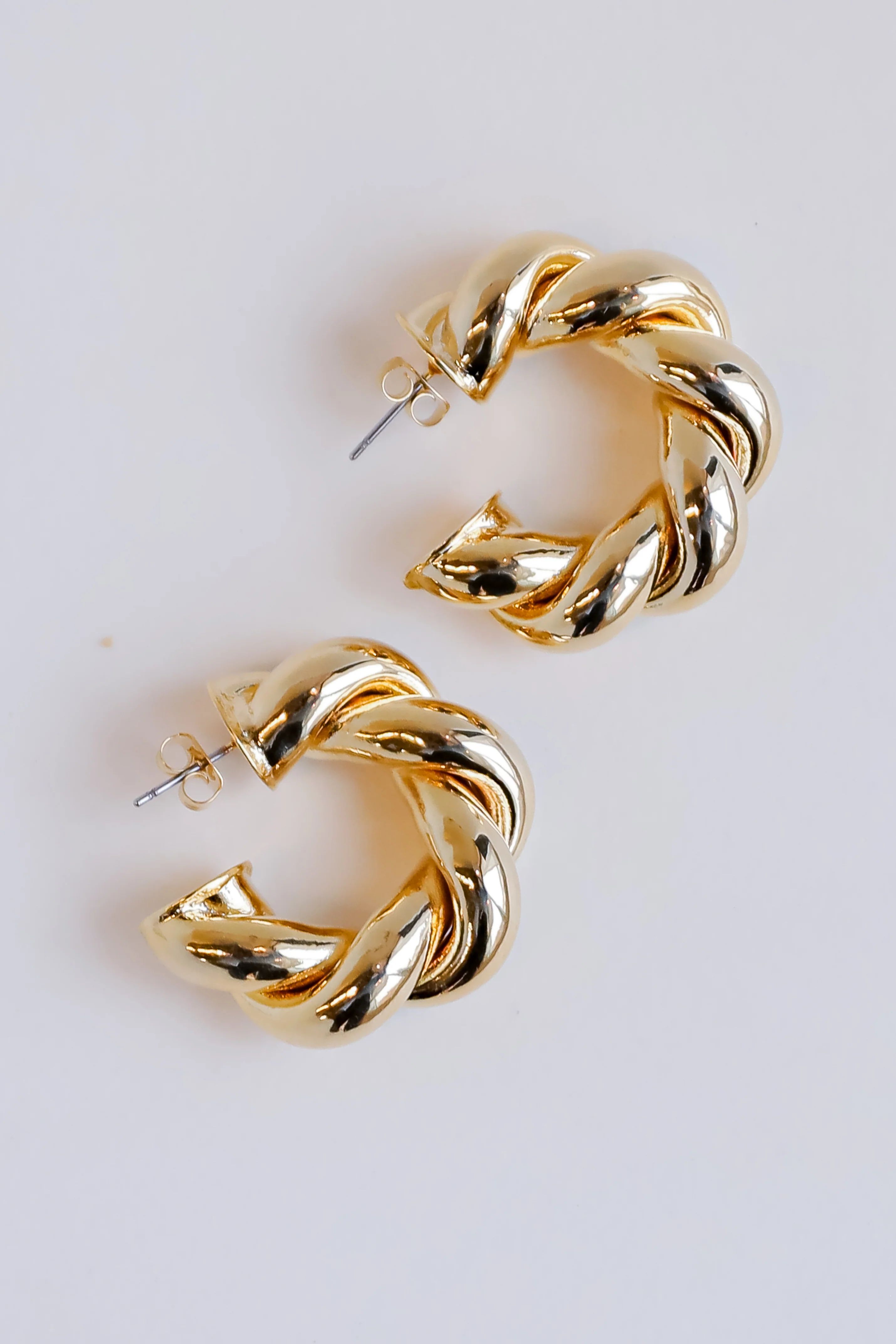 Lilly Gold Twisted Hoop Earrings | Dress Up