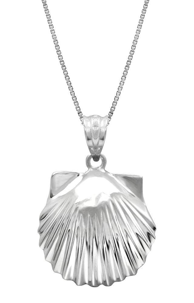 Honolulu Jewelry Company Sterling Silver High Polished Seashell Necklace Pendant with 18" Box Cha... | Amazon (US)