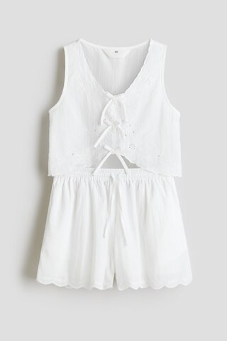 H & M - 2-Piece Cotton Top and Shorts Set - White | H&M (US + CA)