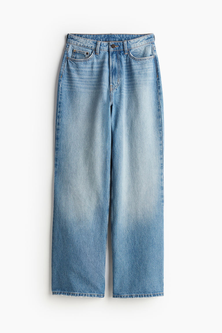 H & M - Curvy Fit Wide Ultra High Jeans - Blue | H&M (US + CA)