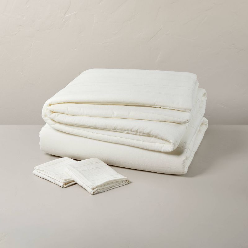 Fine Stripe Comforter Set Sour Cream/Twilight Taupe - Hearth & Hand™ with Magnolia | Target