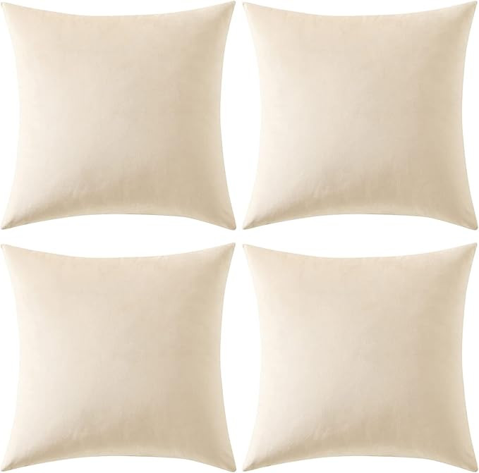 MIULEE Pack of 4 Velvet Throw Pillow Covers Decorative Soft Cozy Solid Luxury Cushion Case for Co... | Amazon (US)