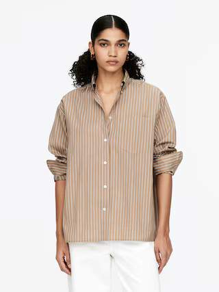Cotton-Silk Shirt – Beige/Striped – Women – ARKET GB | Arket UK