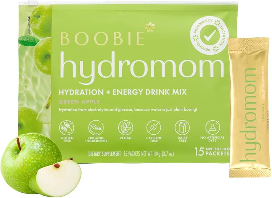 Boobie Hydromom Superfood Electrolyte Drink Mix, Green Apple | Refreshing Energy & Hydration Boos... | Amazon (US)