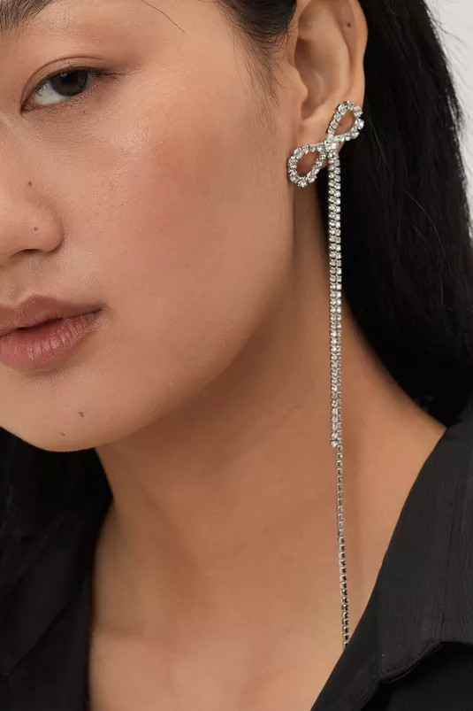 Statement Diamante Bow Drop Earrings | Nasty Gal (US)