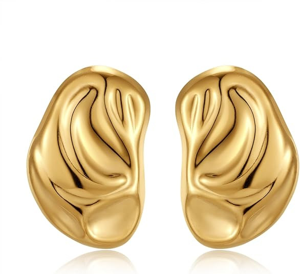 Big Chunky Gold Earrings for Women Geometric Earrings Vintage Statement Trendy Jewelry | Amazon (US)