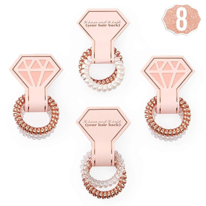 xo, Fetti Bachelorette Party Decorations Hair Tie - 8 Coil Scrunchie Sets | Rose Gold Bridal Show... | Amazon (US)