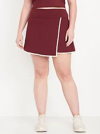 High-Waisted PowerSoft Faux-Wrap Skort | Old Navy (US)