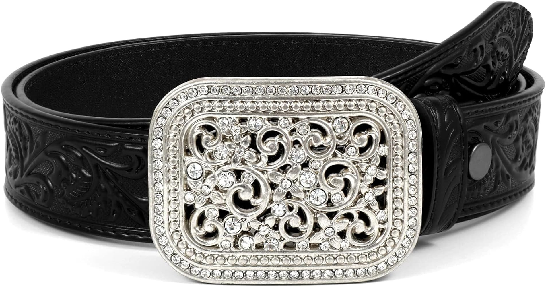 Women Men Western Genuine Leather Belt Cowgirl Cowboy Floral Engraved Tooled Belt Strap Embossed ... | Amazon (US)