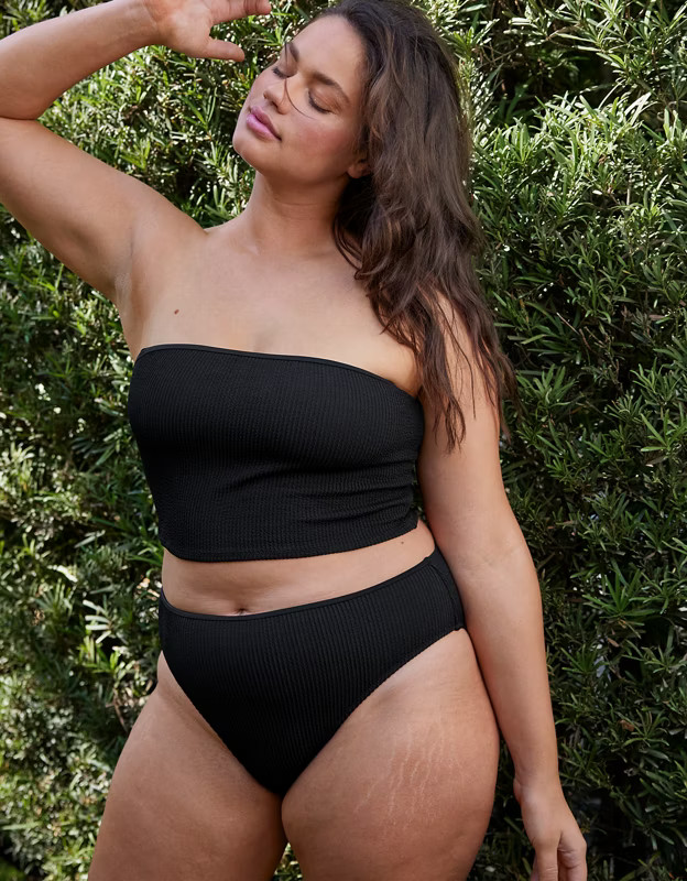 Aerie Crinkle High Cut Cheeky Bikini Bottom | Aerie