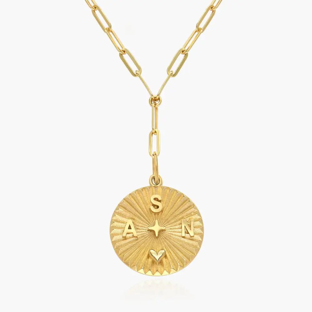 Tyra Initial Medallion Necklace - Gold Vermeil | Oak & Luna (US)