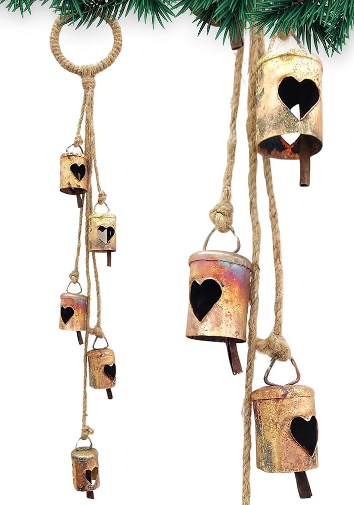 HIGHBIX Shabby Chic Hanging Bells Cluster – Rustic Handmade Metal Bell Décor for Wall, Door, G... | Amazon (US)