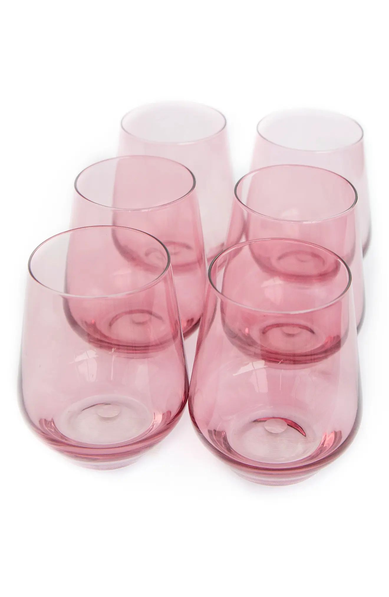 Estelle Colored Glass Set of 6 Stemless Wineglasses in Rose at Nordstrom | Nordstrom