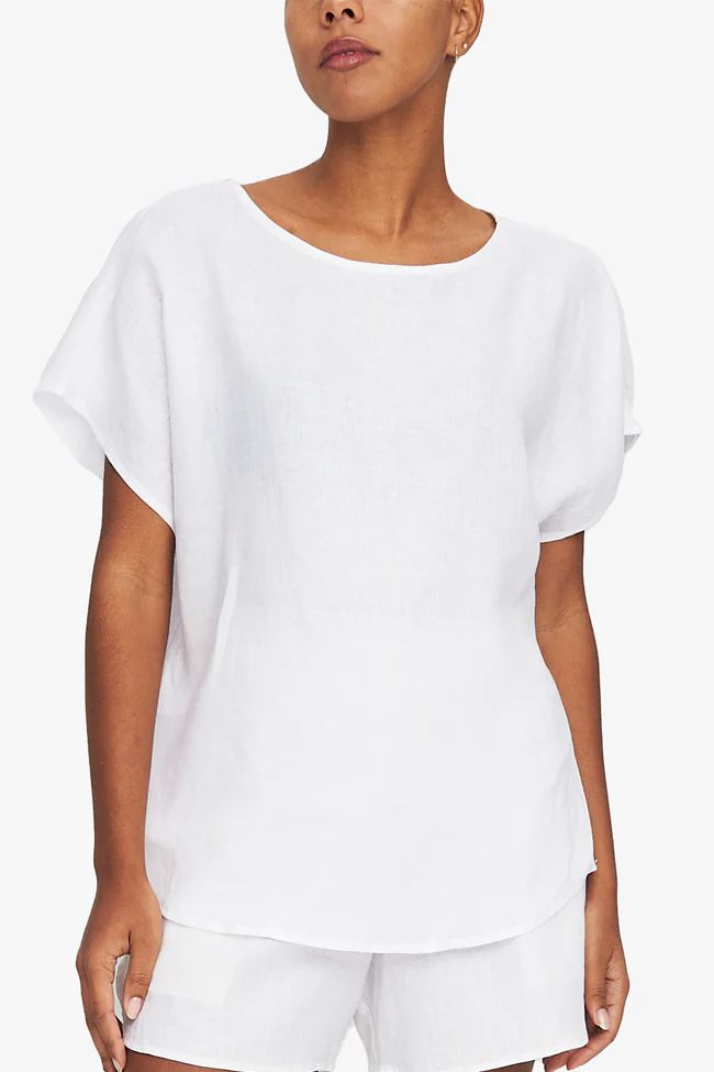 Woven T-Shirt White Linen | The Sleep Shirt