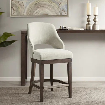Counter Stool With Swivel Function In Cream - Solid Wood Frame, Metal For Robustness Upholstered Rotating Legs, Long-Term | Wayfair North America