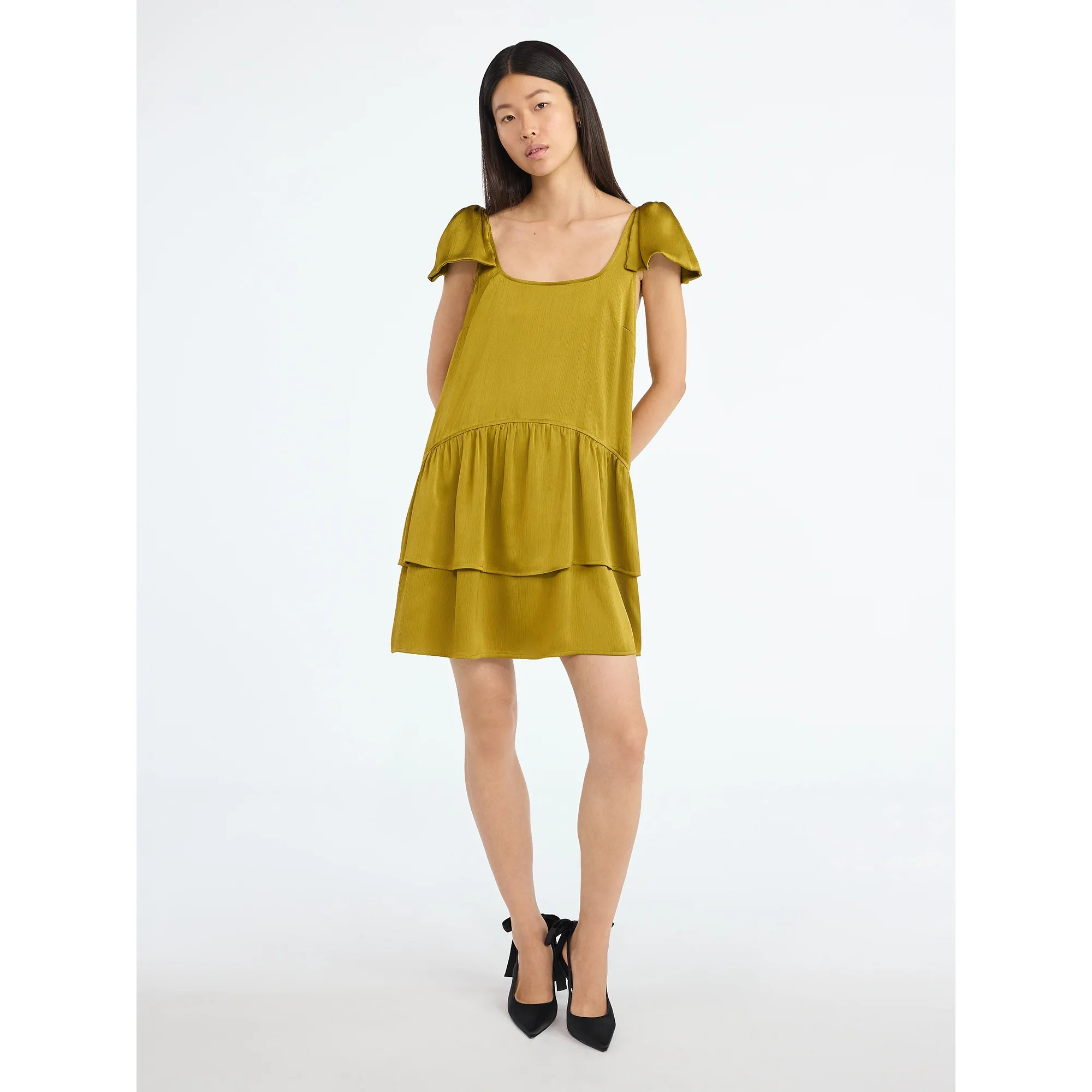 Scoop Women's Satin Bow Mini Dress, Sizes XS-XXL | Walmart (US)