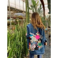 Custom Jean Jacket, Patchwork Denim Quilted Jacket Handmade, For Women, 80S Clothing | Etsy (US)