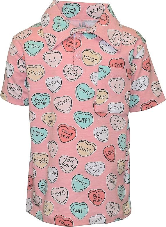 Unique Baby Boys Valentines Day Candy Hearts Polo Shirt | Amazon (US)