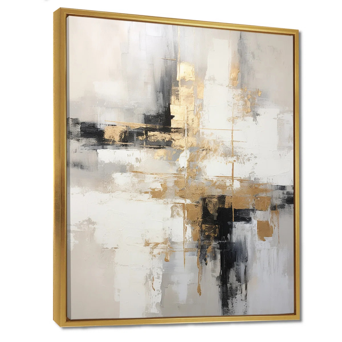 Essential Bliss Minimalism Abstract Gold Painting - Grey Abstract Painting Canvas Print | Wayfair North America