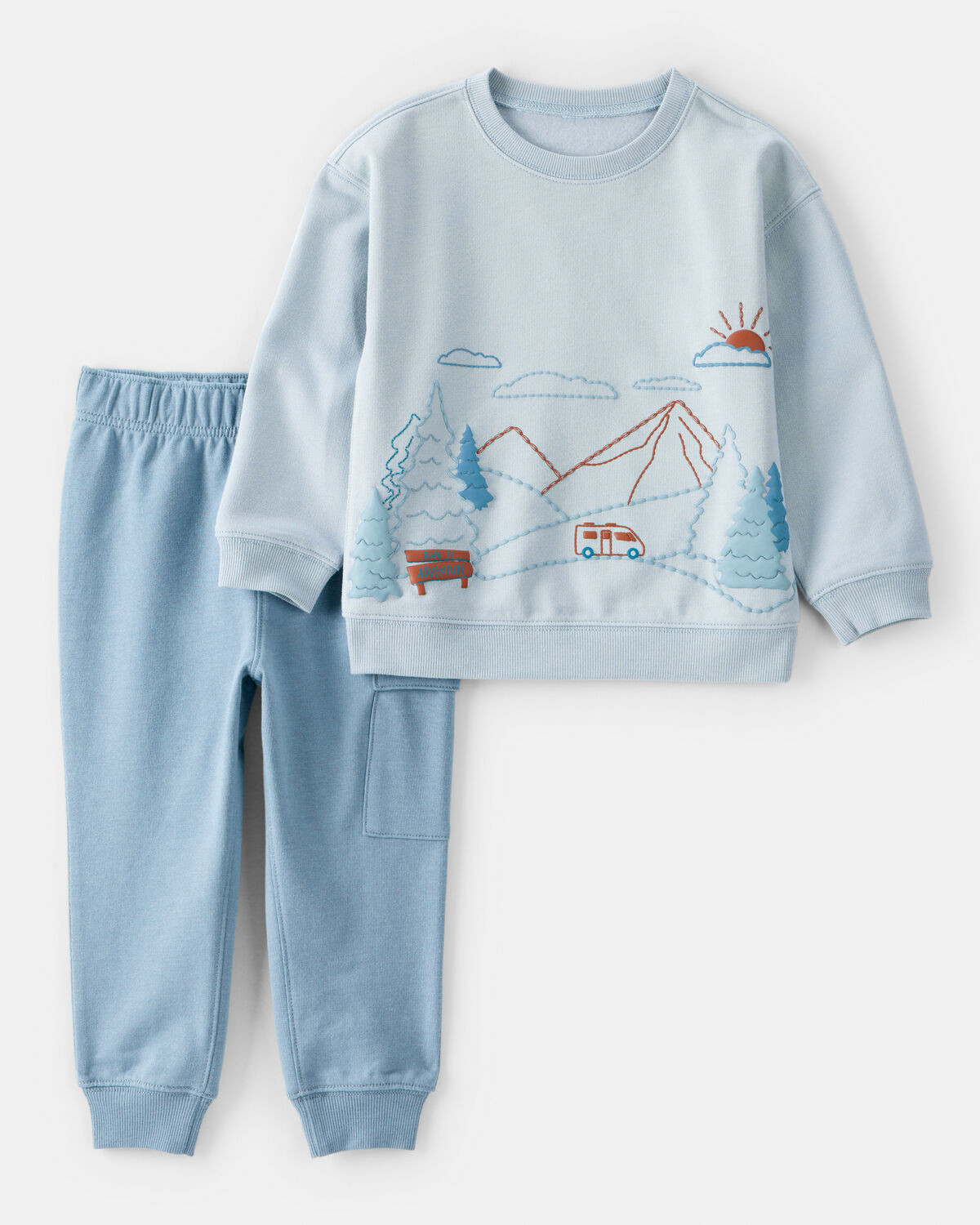 Toddler Boy 2-Piece DayDream Fleece Mountain Pullover & Pant Set - Blue | Carter's Inc